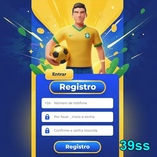 Tela de cadastro do 39ss com personagem segurando bola.