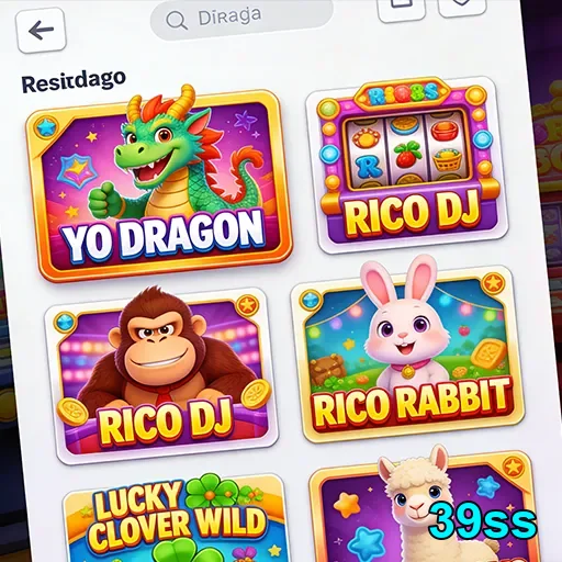 Tela de jogos de slots disponíveis no 39ss com várias opções.