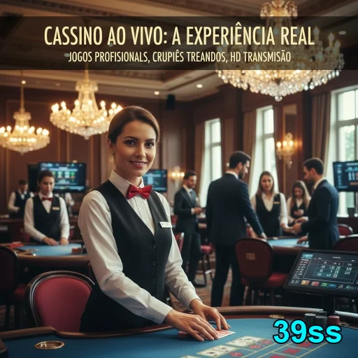 Dealer at 39ss em cassino ao vivo, interagindo com jogadores.