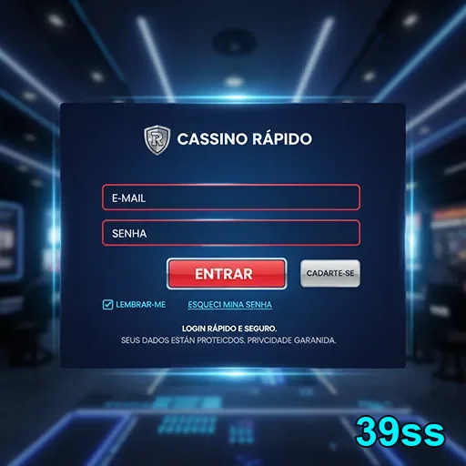 Tela de login rápido da 39ss para acesso ao cassino.