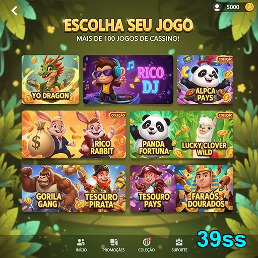 Tela de jogo no mobile da 39ss com opções de slots