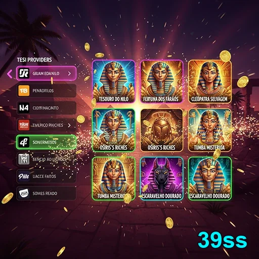 Interface de jogos de slots no 39ss com tema egípcio.