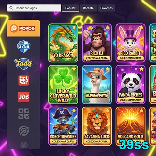 Tela de slots no 39ss, destacando popularidade de jogos.
