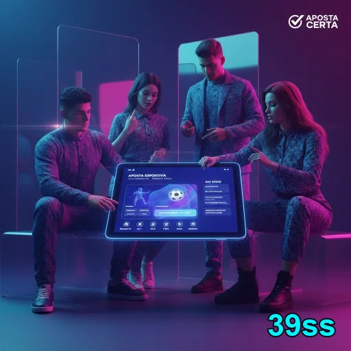 Usuários interagindo com a plataforma 39ss em dispositivos móveis.