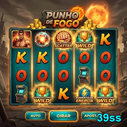 Tela de jogo 'Punho de Fogo' mostrando slots no 39ss.