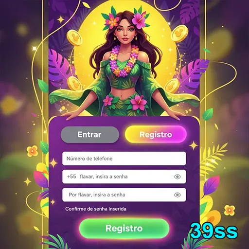 Tela de registro do 39ss com opção de login e cadastro.