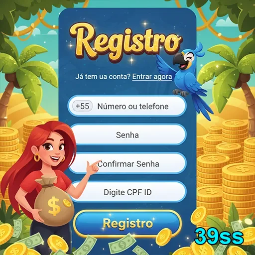 Tela de registro do 39ss com proposta de cassino VIP.