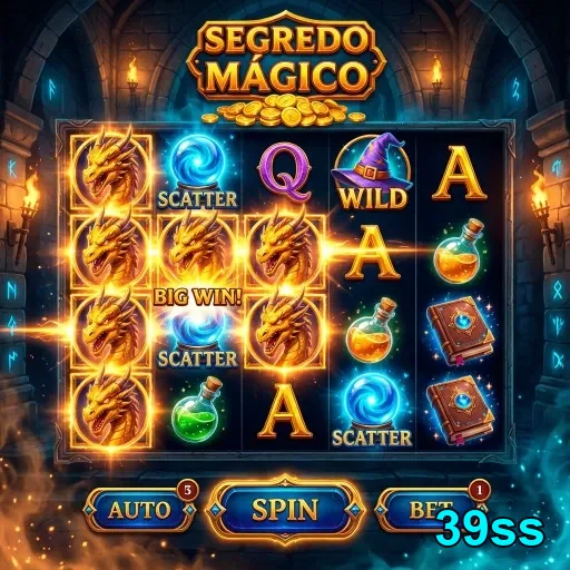 Interface do jogo 'Segredo Mágico' no 39ss mostrando ganhos.