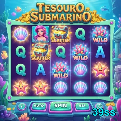 Tela de jogo do slot Tesouro Submarino no 39ss.