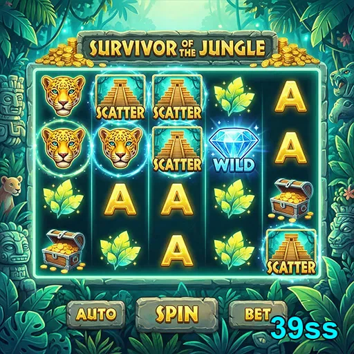 Slots de 'Survivor of the Jungle' na 39ss com gráficos vibrantes.